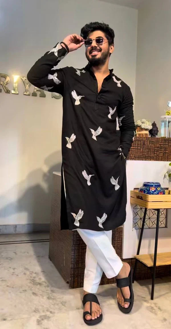 HUMMING BIRDS N SEQUENCE EMBRODARY WORK N PAJAMA SET
