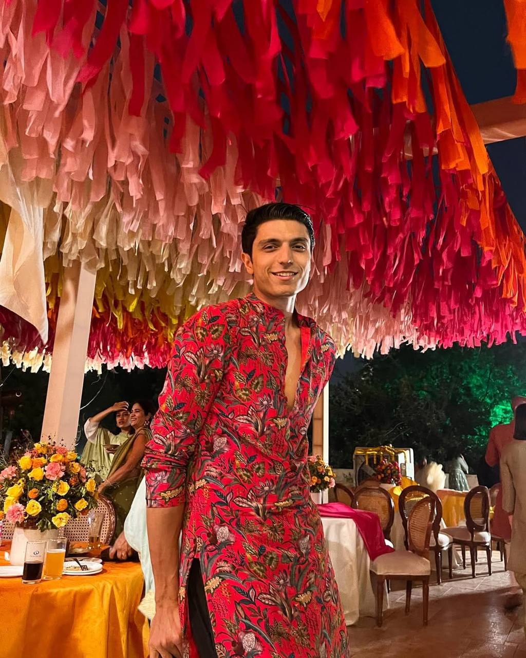 RED FLORAL PRINTED KURTA PAJAMA SET