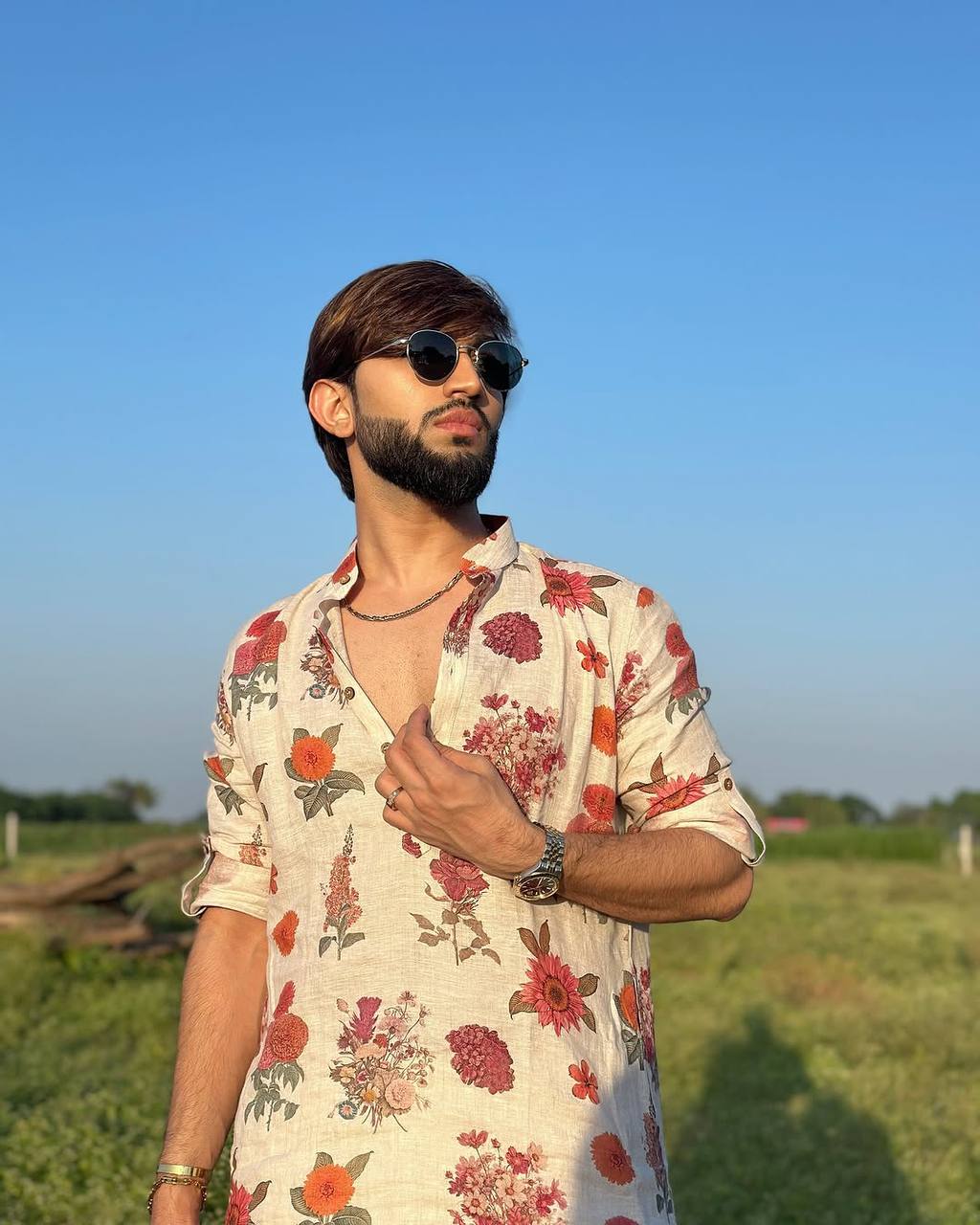 IVORY ROSE PRINTED KURTA PAJAMA SET FOR MEN'S