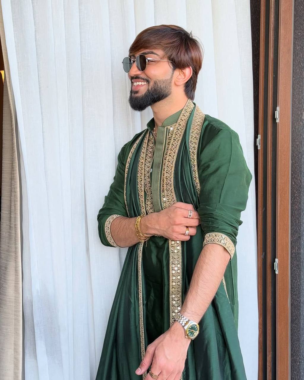 REGAL GREEN SILK EMBRODRED KURTA WITH DUPATTA SET