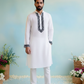 White Neck black  Cotton Embroidered Work Men's Kurta with Pajama