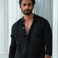 BLACK HEND WORK MOTIF EMBROIDERED KURTA WITH PAJAMA