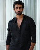 BLACK HEND WORK MOTIF EMBROIDERED KURTA WITH PAJAMA