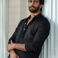 BLACK HEND WORK MOTIF EMBROIDERED KURTA WITH PAJAMA