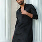 BLACK HEND WORK MOTIF EMBROIDERED KURTA WITH PAJAMA