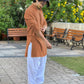 FAISU BROWN MIRROR EMBROIDERY KURTA AND PAJAMA