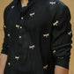 Black Dragon Fly Embroidered Work Men's Kurta with Pajama