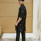Black Dragon Fly Embroidered Work Men's Kurta with Pajama