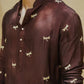 Brown Dragon Fly Embroidered Work Men's Kurta with Pajama