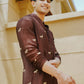 Brown Dragon Fly Embroidered Work Men's Kurta with Pajama