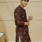 Brown Dragon Fly Embroidered Work Men's Kurta with Pajama