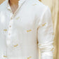 White Dragon Fly Embroidered Work Men's Kurta with Pajama
