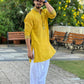 MUSTARD YELLOW  MIRROR EMBROIDERY KURTA AND PAJAMA