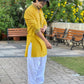 MUSTARD YELLOW  MIRROR EMBROIDERY KURTA AND PAJAMA