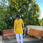 MUSTARD YELLOW  MIRROR EMBROIDERY KURTA AND PAJAMA