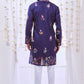 NAVY MULTI NIZAM KALAMKARI PRINTED KURTA WITH PAJAMA SET FOR MEN