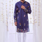 NAVY MULTI NIZAM KALAMKARI PRINTED KURTA WITH PAJAMA SET FOR MEN