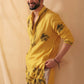MUSTARD PARROT CHANDERI KURTA PAJAMA SET FOR MENS