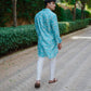 MINT GREEN  PRINTED KURTA WITH PAJAMA SET FOR MEN