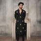 BLACK FLORAL EMBROIDERED PARIJAAT KURTA WITH PAJAMA SET FOR MEN