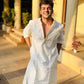 ASHISH CHANCHALANI  WHITE EMBROIDERED KURTA PAJAMA SET FOR MEN'S