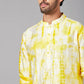 TIE & DAY WHITE & WHITE PRINTED KURTA PAJAMA SET FOR MEN'S