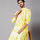 TIE & DAY WHITE & WHITE PRINTED KURTA PAJAMA SET FOR MEN'S