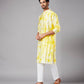 TIE & DAY WHITE & WHITE PRINTED KURTA PAJAMA SET FOR MEN'S