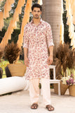 PINK CREPE PRINTED BOTANICAL KURTA PAJAMA SET FOR MEN'S
