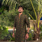 OLIVE GREEN PRINTED KURTA PAJAMA SET