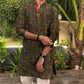 OLIVE GREEN PRINTED KURTA PAJAMA SET