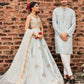 POWDER BLUE EMBRODARY WORK KURTA WITH PAJAMA SET