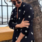 BLACK ### SEQUENCE WORK EMBROIDERED KURTA WITH PAJAMA