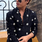 BLACK ### SEQUENCE WORK EMBROIDERED KURTA WITH PAJAMA