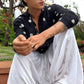 BLACK ### SEQUENCE WORK EMBROIDERED KURTA WITH PAJAMA