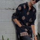 STYLISH BLACK ZIPPER N EMBROIDERED WORK KURTA WITH PAJAMA