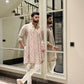 BEIGE MOTIF EMBROIDERED  WORK KURTA, PAJAMA AND DUPATTA SET FOR MEN'S