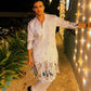 TREE N PEACOCK DAMAN  PRINTED WORK KURTA PAJAMA SET FOR MEN'S