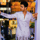 TREE N PEACOCK DAMAN  PRINTED WORK KURTA PAJAMA SET FOR MEN'S