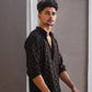 BLACK  EMBROIDERED AND SEQUENCE KURTA WITH PAJAMA