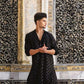 BLACK  EMBROIDERED AND SEQUENCE KURTA WITH PAJAMA