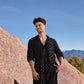 BLACK  EMBROIDERED AND SEQUENCE KURTA WITH PAJAMA