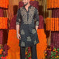 BLACK EMBROIDERED DORI AND SEQUNCES WORK KURTA PAJAMA SET FOR MEN'S