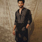 BLACK EMBROIDERED DORI AND SEQUNCES WORK KURTA PAJAMA SET FOR MEN'S