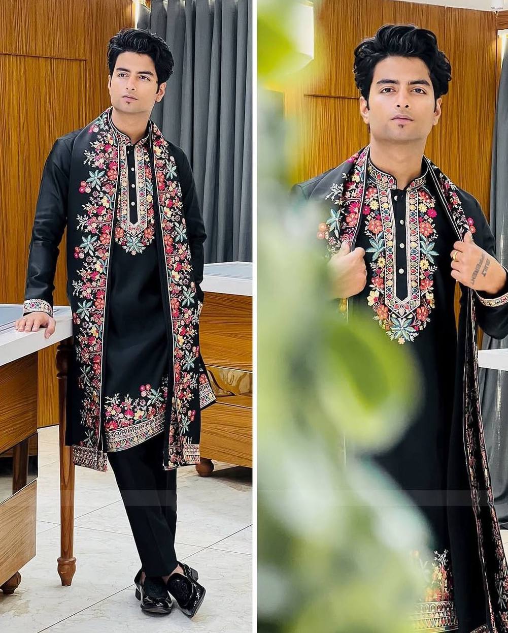 Regal BLACK  Silk Kurta Set With Dupatta