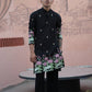 BLACK PINK LOTUS HEAVY FLORAL EMBROIDERED KURTA WITH PAJAMA
