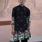 BLACK PINK LOTUS HEAVY FLORAL EMBROIDERED KURTA WITH PAJAMA