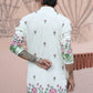 WHITE  PINK LOTUS HEAVY FLORAL EMBROIDERED KURTA WITH PAJAMA