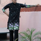 BLACK PURPLE LOTUS HEAVY FLORAL EMBROIDERED KURTA WITH PAJAMA