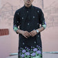 BLACK PURPLE LOTUS HEAVY FLORAL EMBROIDERED KURTA WITH PAJAMA